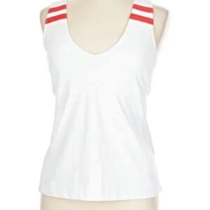Tory Sport White Tank Top with Red Stripes